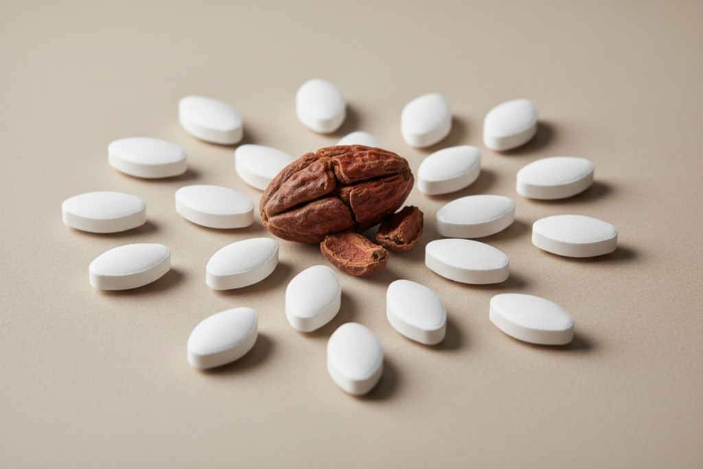 17 comprime en losange et rajouter un noix de cola sur image 