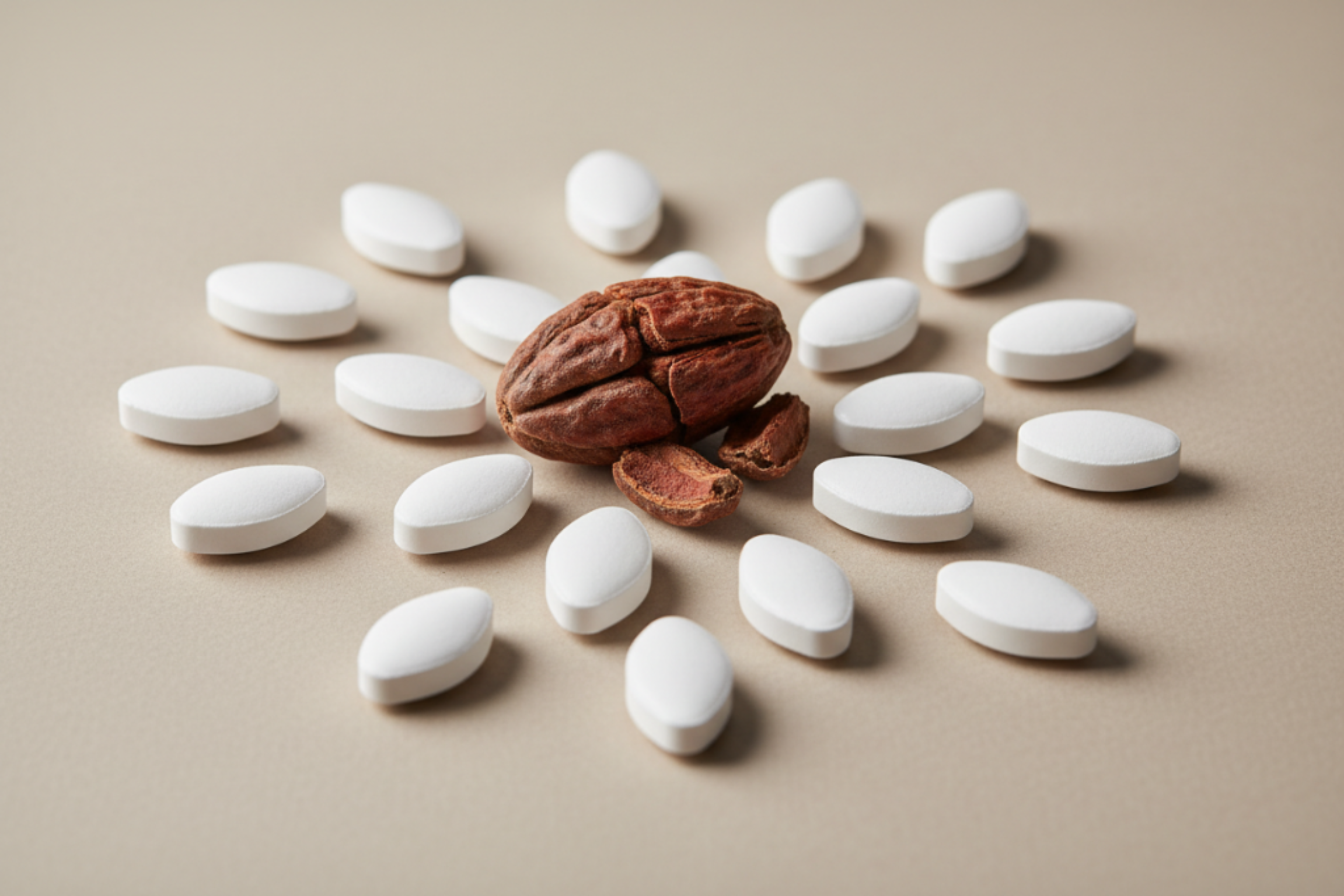 17 comprime en losange et rajouter un noix de cola sur image 